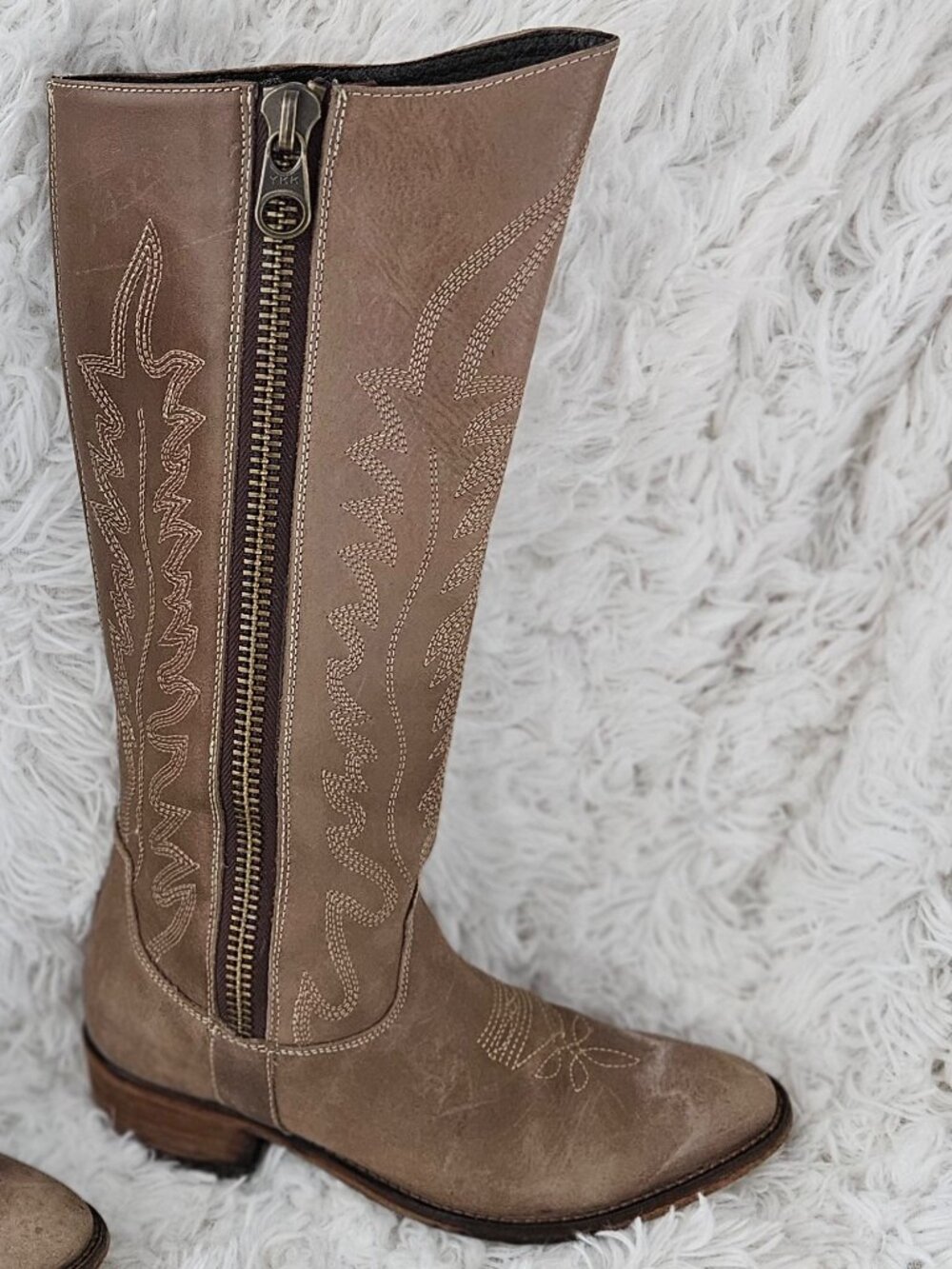 Steve Madden Graced Distressed Leather Western Knee-high Boots Brown 6M - Picture 4 of 16